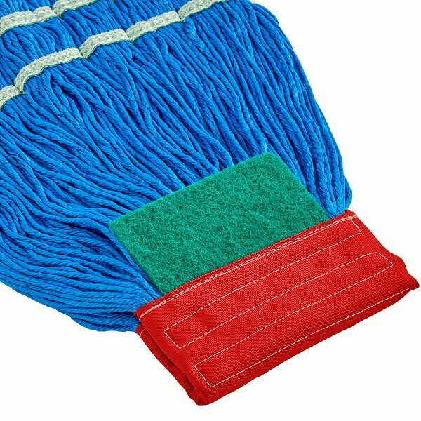 Lavex 15 oz. Blue Microfiber Looped End Wet Mop Head with 5'' Red Headband 274MFSTM15RD